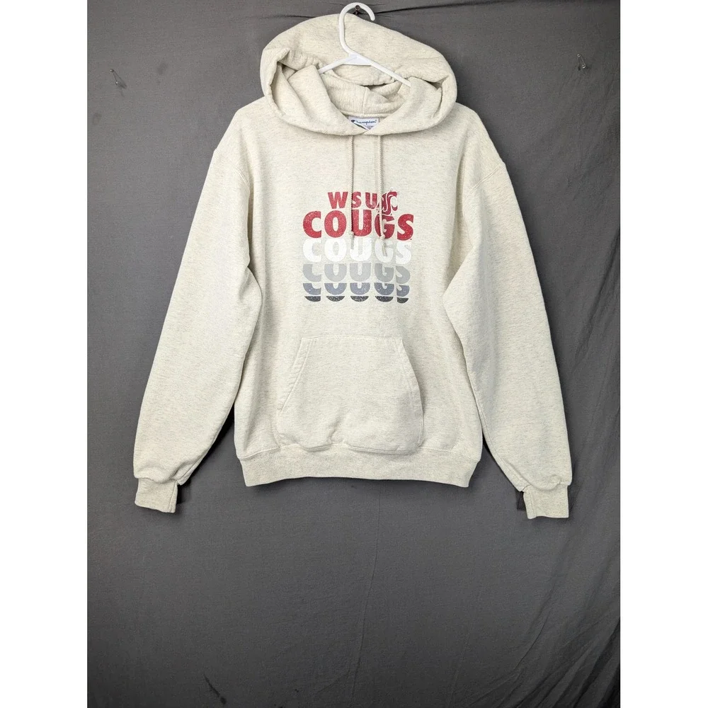 Champion WSU Cougs Washington State University Hoodie Oatmeal Mens Medium 6130